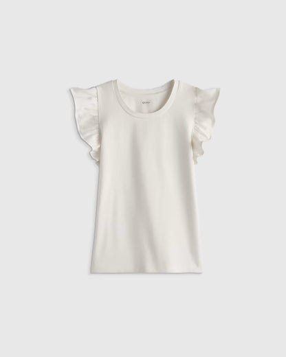 Ruffle Sleeve Organic Cotton Top - US 9095