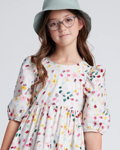 100% Cotton Poplin Puff Sleeve Dress - US 4055