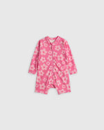 Girls Long Sleeve Zip-Up Rash Guard One-Piece - US 3576