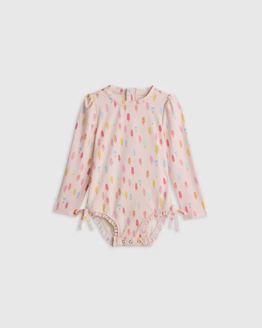 Long Sleeve Tie One-Piece Swimsuit - US 3860