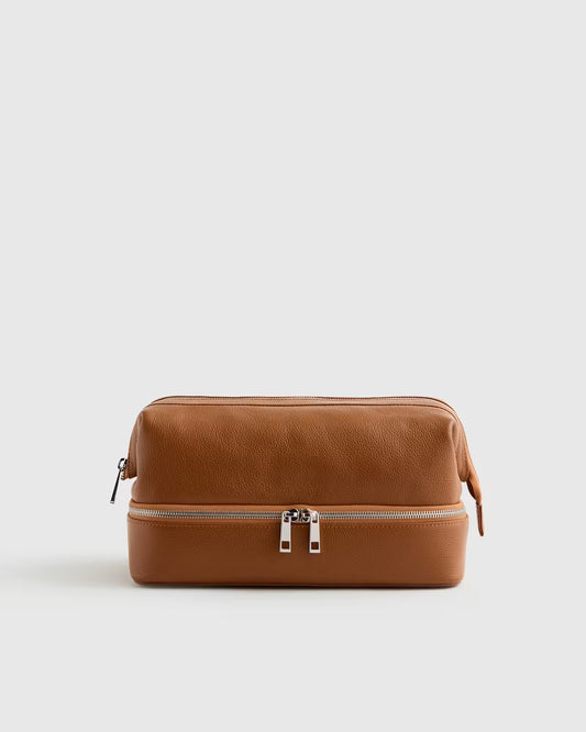 Italian Leather Dual Compartment Toiletry Bag - US 0857