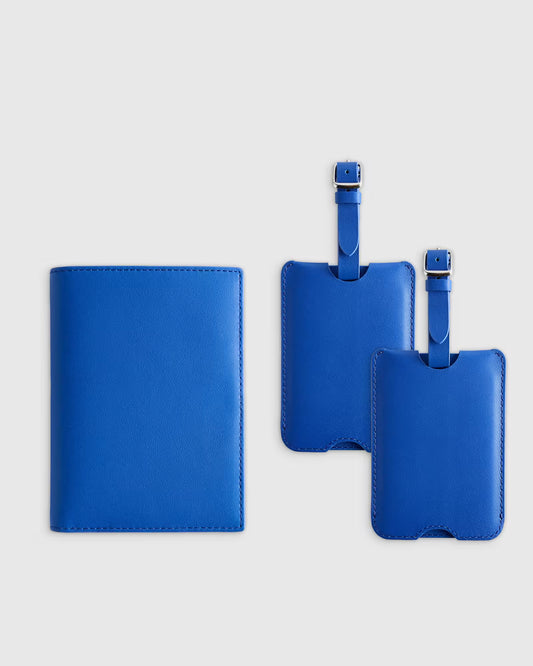 Nappa Leather RFID Blocking Passport Holder & Luggage Tags Set - US 5596