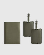 Nappa Leather RFID Blocking Passport Holder & Luggage Tags Set - US 7661