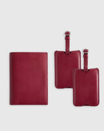 Nappa Leather RFID Blocking Passport Holder & Luggage Tags Set - US 2616