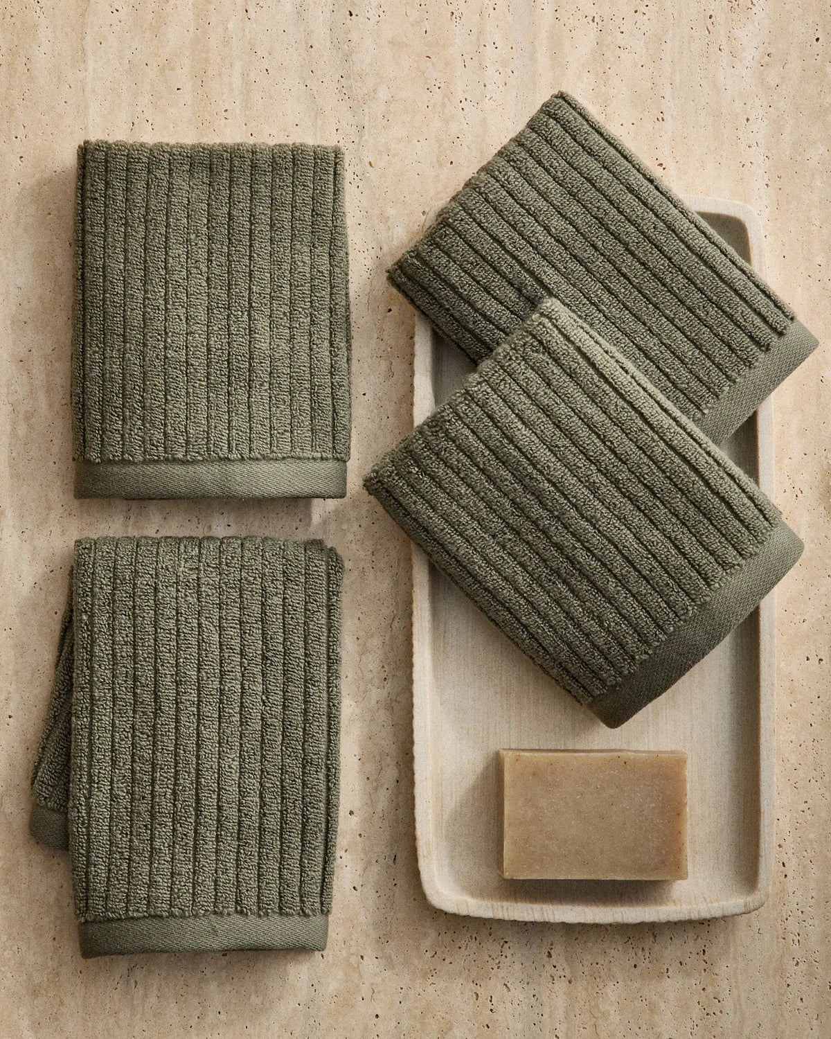 Ribbed Organic Turkish Cotton Washcloth (Set of 4) - US 0181
