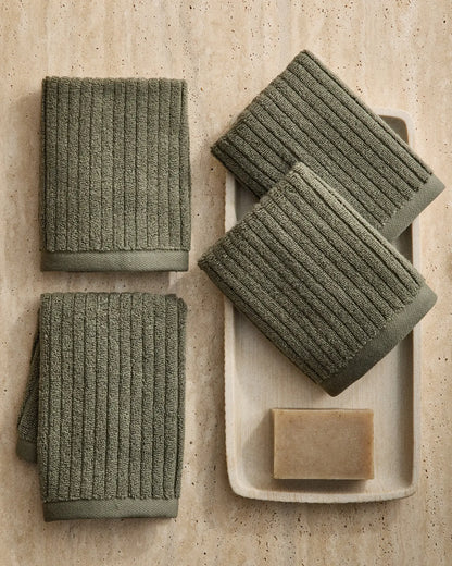 Ribbed Organic Turkish Cotton Washcloth (Set of 4) - US 0181