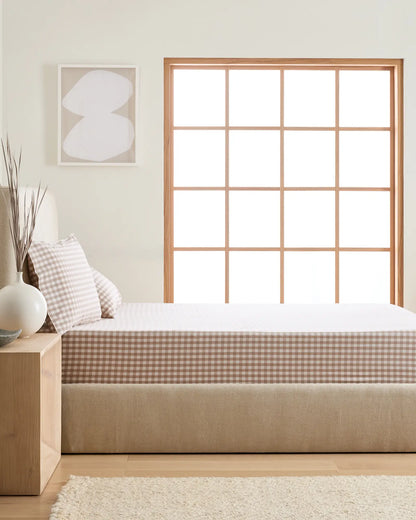 Organic Crisp Percale Gingham Fitted Sheet Set - US 3836