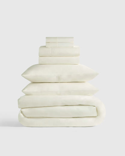 Organic Crisp Percale Deluxe Bedding Bundle - US 8223