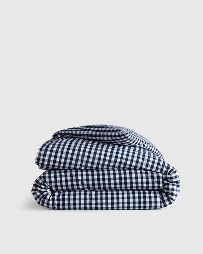 Organic Crisp Percale Gingham Duvet Cover - US 6032