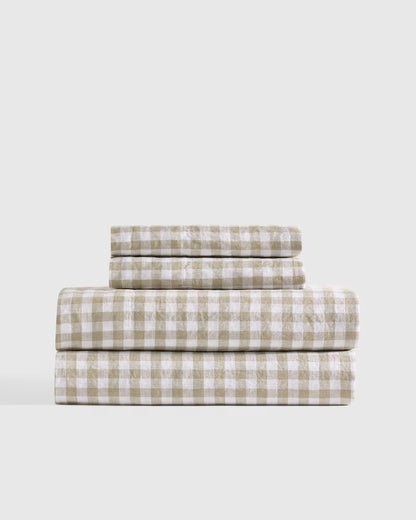 European Linen Gingham Sheet Set - US 7682