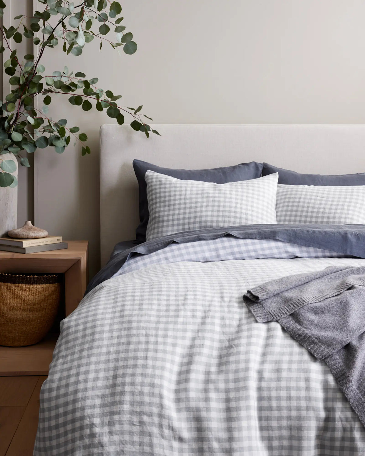 European Linen Gingham Duvet Cover - US 9391