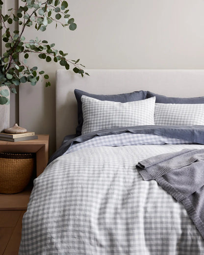 European Linen Gingham Duvet Cover - US 9391