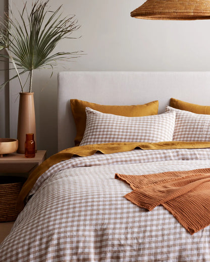 European Linen Gingham Sham Set - US 3213