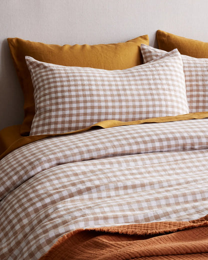 European Linen Gingham Sham Set - US 3213