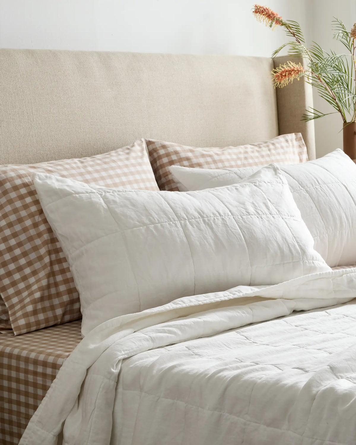 Lightweight European Linen Box Quilted Sham Set - US 5208