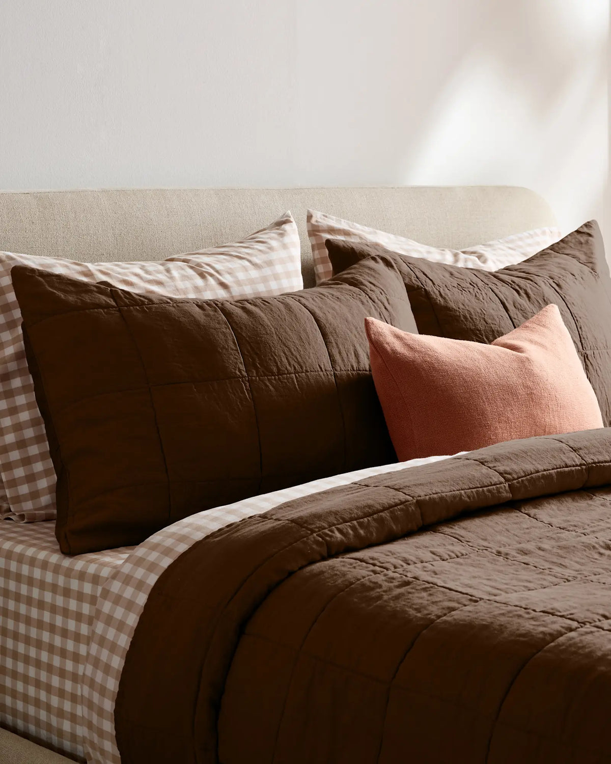 Lightweight European Linen Box Quilted Sham Set - US 6281