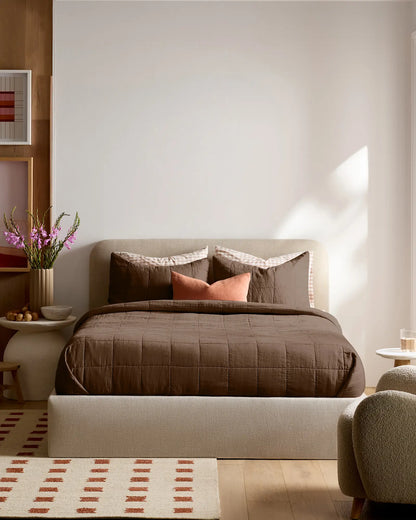 Lightweight European Linen Box Quilted Sham Set - US 6281