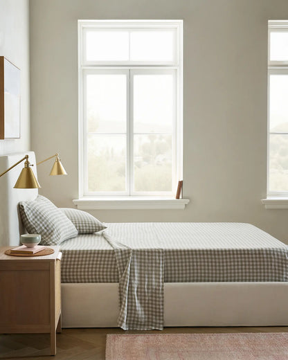 European Linen Gingham Sheet Set - US 7682
