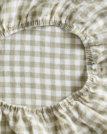 European Linen Gingham Sheet Set - US 7682