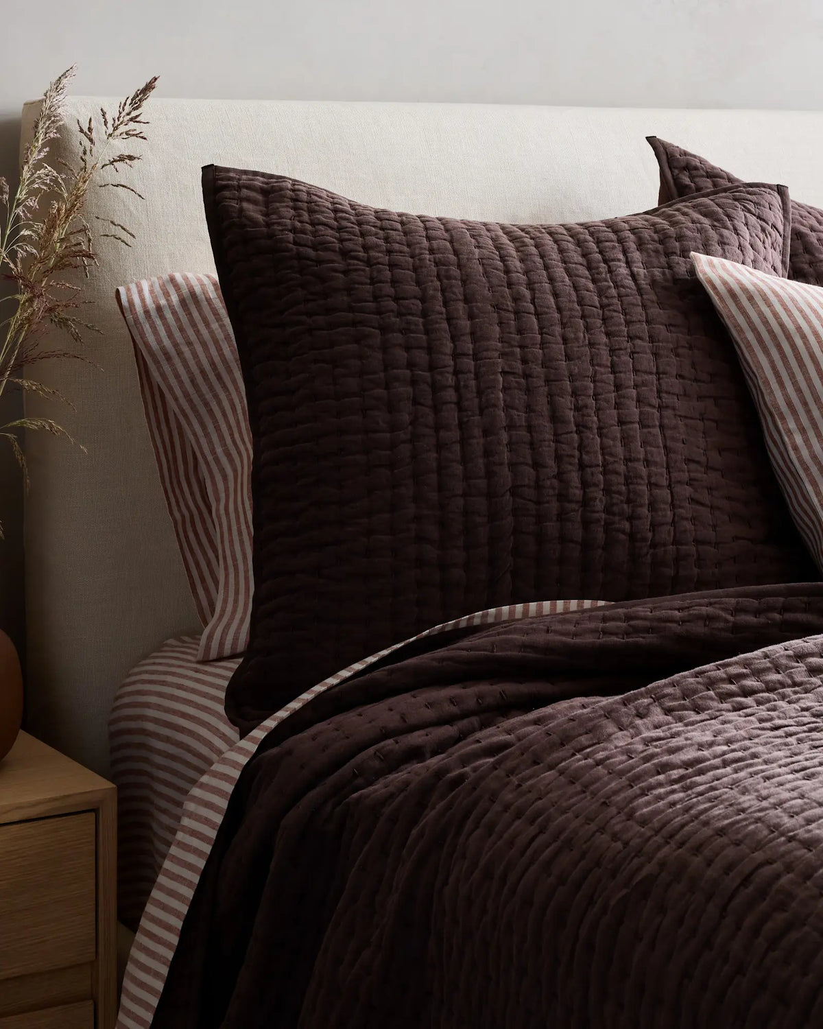 European Linen Cotton Stitch Quilted Euro Sham - US 4496