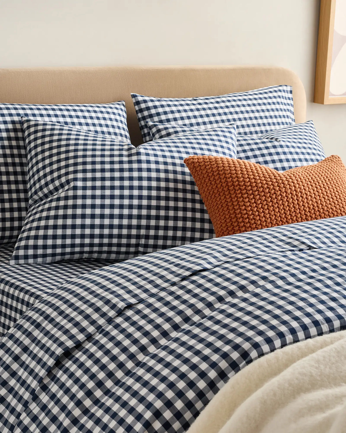 Organic Crisp Percale Gingham Deluxe Bedding Bundle - US 2999