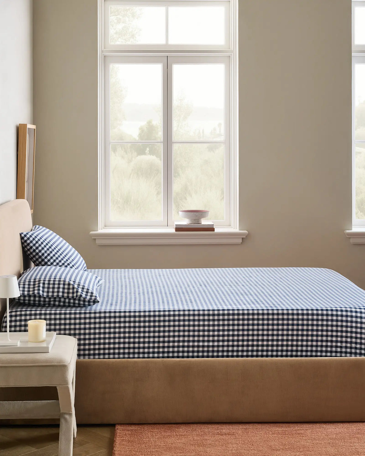 Organic Crisp Percale Gingham Fitted Sheet Set - US 8566