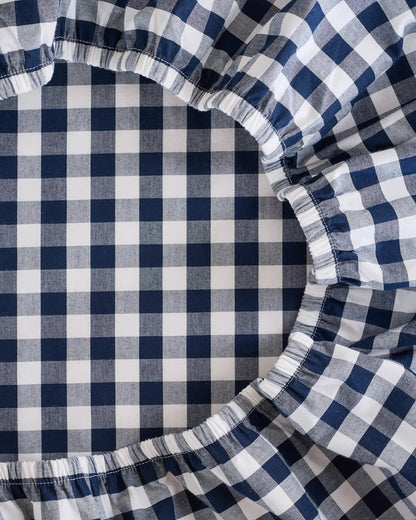 Organic Crisp Percale Gingham Fitted Sheet Set - US 8566