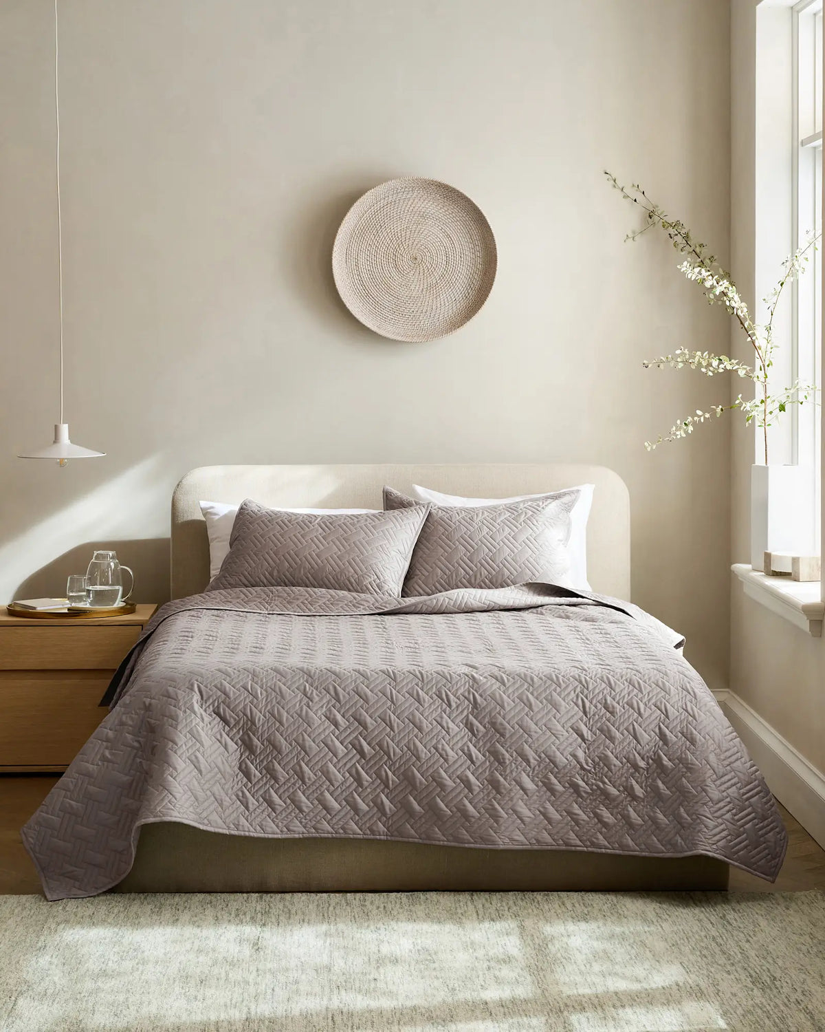 Organic Cotton Basketweave Quilted Sham Set - US 3722