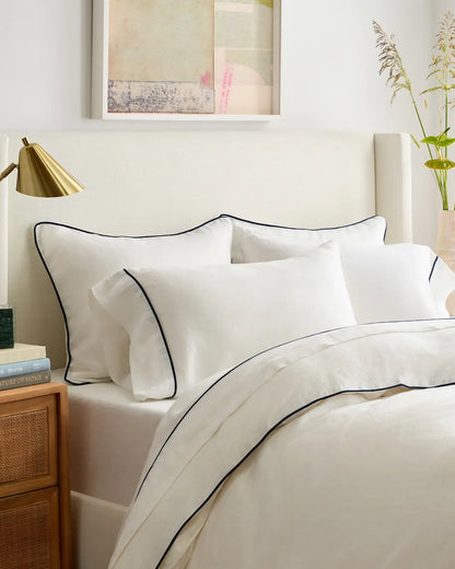 European Linen Piped Pillowcase Set - US 7519
