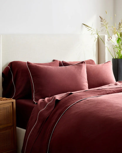 European Linen Piped Pillowcase Set - US 2777