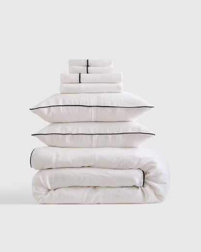 European Linen Piped Deluxe Bedding Bundle - US 4056