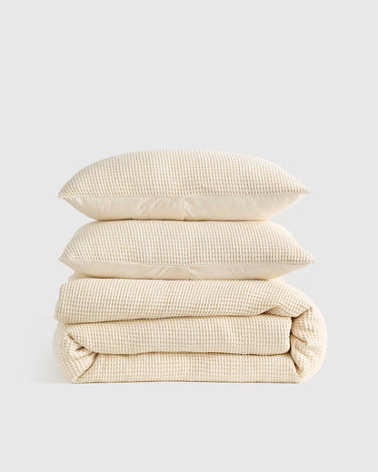 Organic Waffle Duvet Cover Set - US 8972