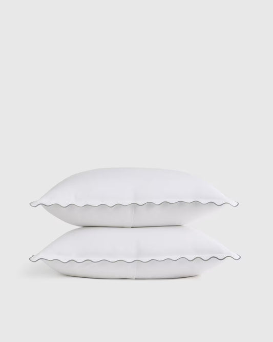 Organic Crisp Percale Scallop Sham Set - US 6216