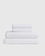 Organic Crisp Percale Scallop Sheet Set - US 2411