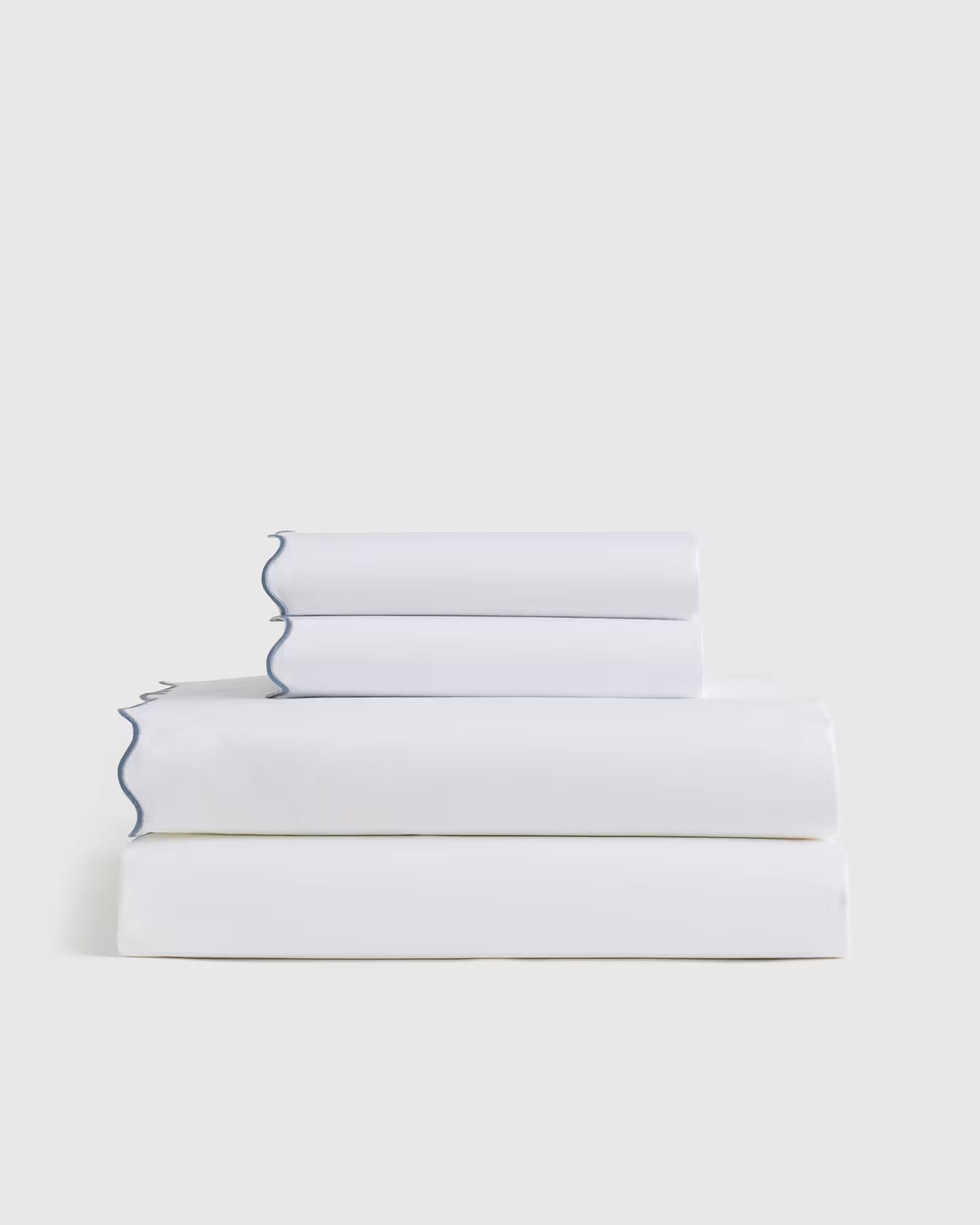 Organic Crisp Percale Scallop Sheet Set - US 9066