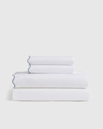 Organic Crisp Percale Scallop Sheet Set - US 9066