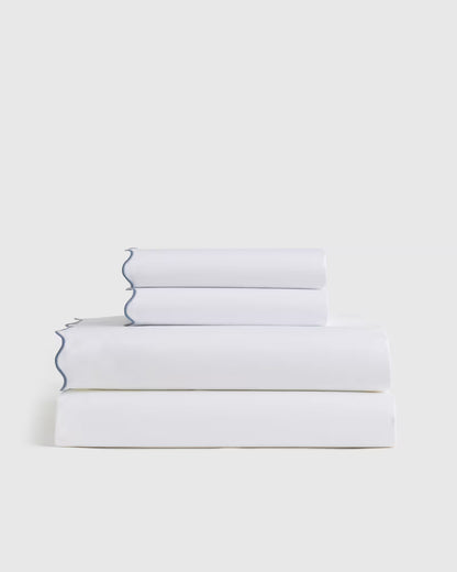 Organic Crisp Percale Scallop Sheet Set - US 9066