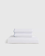 Organic Crisp Percale Scallop Fitted Sheet Set - US 2400