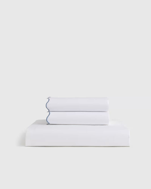 Organic Crisp Percale Scallop Fitted Sheet Set - US 2400