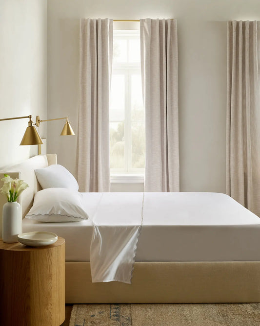 Organic Crisp Percale Scallop Sheet Set - US 2411