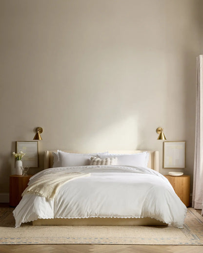 Organic Crisp Percale Scallop Duvet Cover - US 5759
