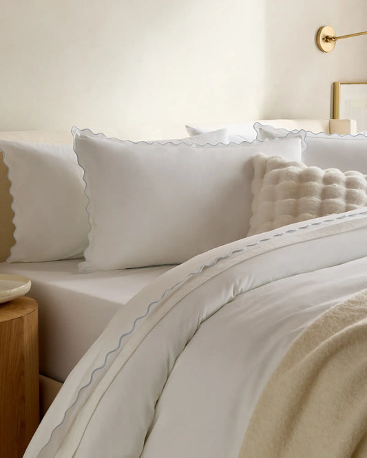 Organic Crisp Percale Scallop Sham Set - US 3527