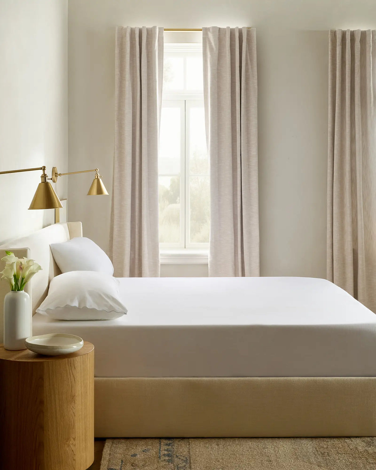 Organic Crisp Percale Scallop Fitted Sheet Set - US 2902