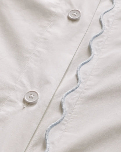 Organic Crisp Percale Scallop Duvet Cover - US 5759
