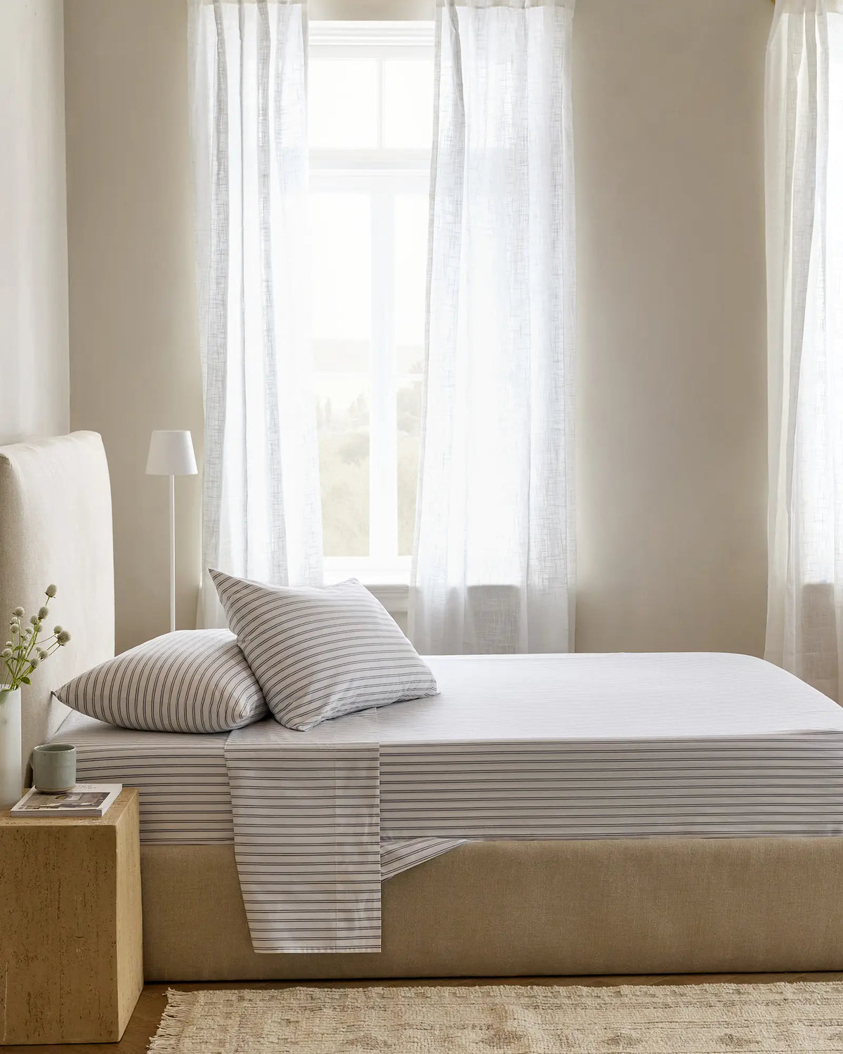 Organic Crisp Percale Double Stripe Pillowcase Set - US 8248