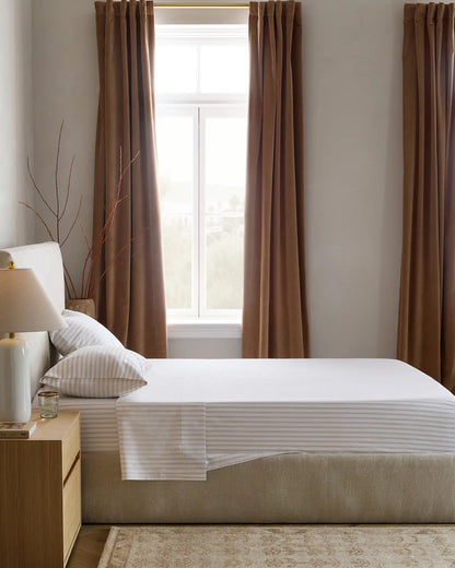Organic Crisp Percale Double Stripe Deluxe Bedding Bundle - US 2072