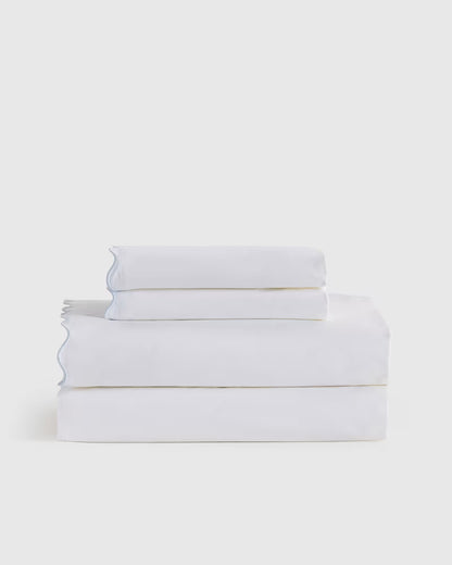 Organic Crisp Percale Scallop Sheet Set - US 9919