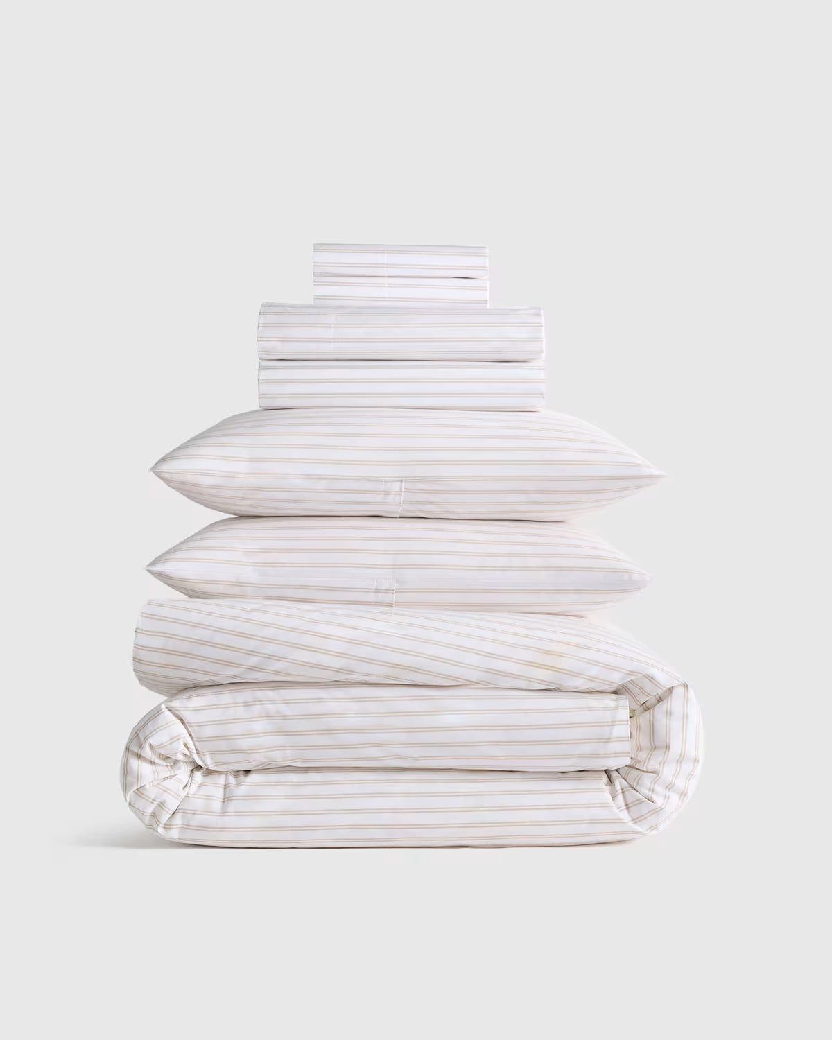 Organic Crisp Percale Double Stripe Deluxe Bedding Bundle - US 2072