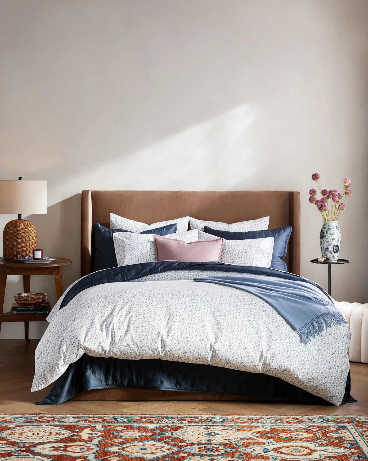 Organic Crisp Percale Floral Deluxe Bedding Bundle - US 5719