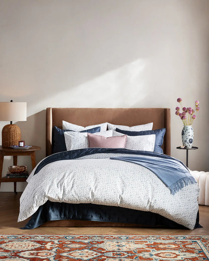 Organic Crisp Percale Floral Deluxe Bedding Bundle - US 5719